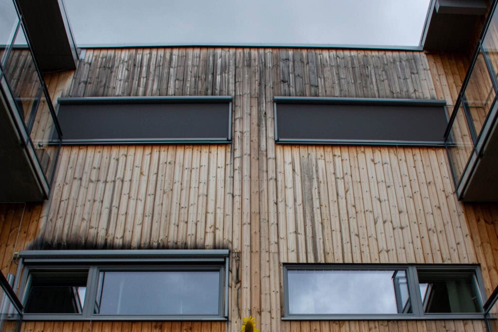 Architectural factors that may affect woods natural weathering - window sills, water locks, horizontal trim details terraces