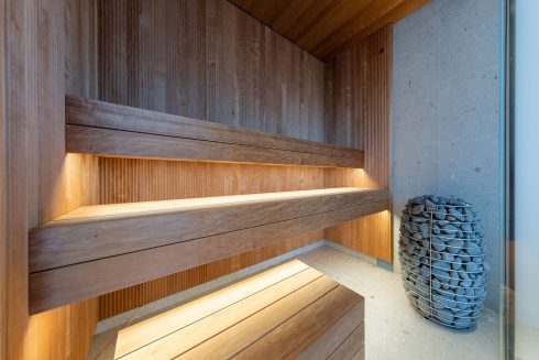 Thermory Sauna thermo-aspen VIRE wall panels and ceiling, photo Elvo Jakobson