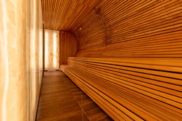 Thermory Sauna thermo-aspen benches and ceiling, Photograph Elvo Jakobson