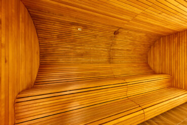 Thermory Sauna thermo-aspen benches and ceiling, Photograph Elvo Jakobson
