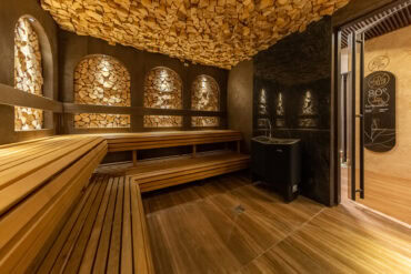 Thermory Sauna thermo-aspen benches, Ring Spa in Estonia, Photograph Elvo Jakobson