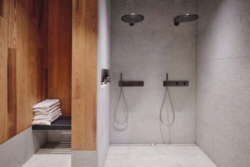 bathroom wood cladding
