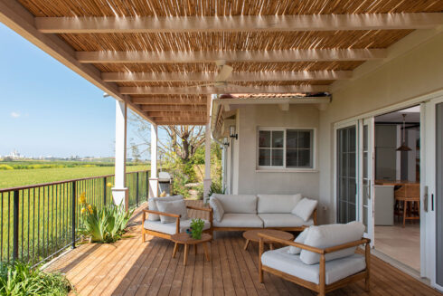 Thermory Benchmark thermo-pine decking, profile D4, Architects: Pnina Rimon, Hagay Tadmor, Location: Bnaya, Israel