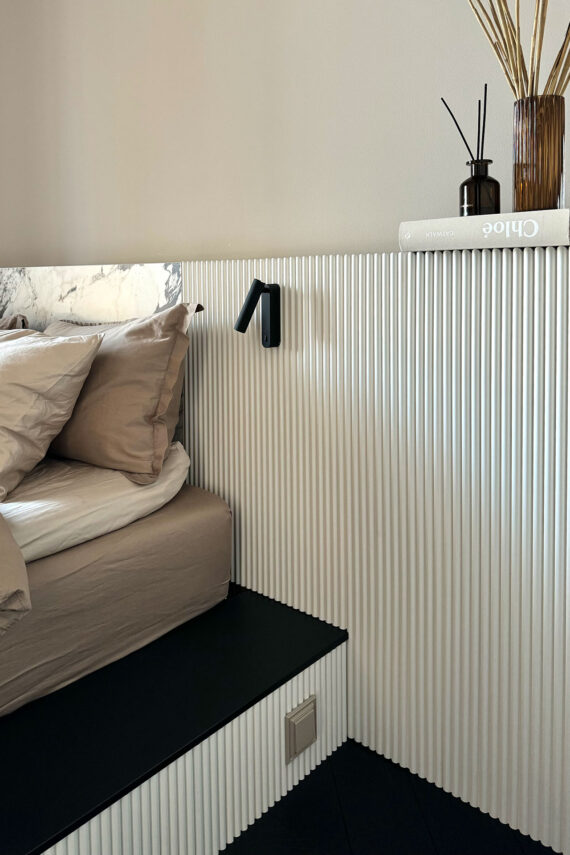 White fluted interior wall panel