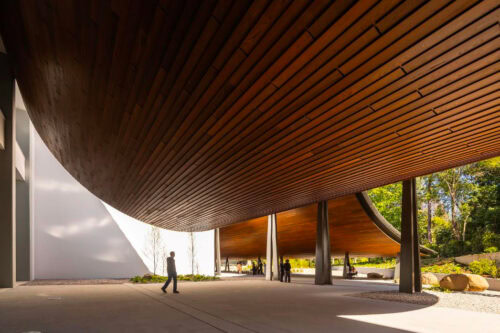 Centro Arte Moderna Gulbenkian, Portugal, Thermory thermo-ash ceiling D4, Architect Kengo Kuma & Associates, Photo Fernando Guerra