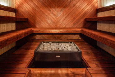 Galandia Sauna, Slovakia, Thermory thermo radiata pine wall panels and benches