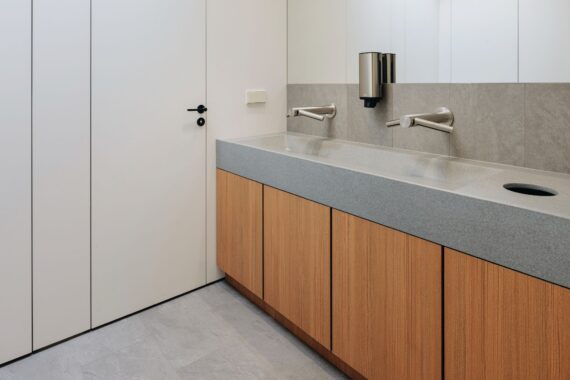 Bathroom wood veneer